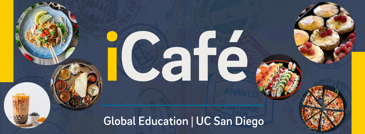 icafe logo with photos of food