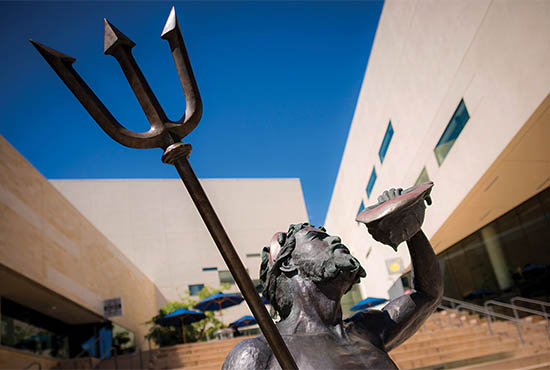 Triton blows his conch shell - Triton statue on campus near the Price Center at UC San Diego